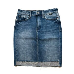 Mavi Jeans Medium Wash Blue Mini Skirt Frayed Hem XS